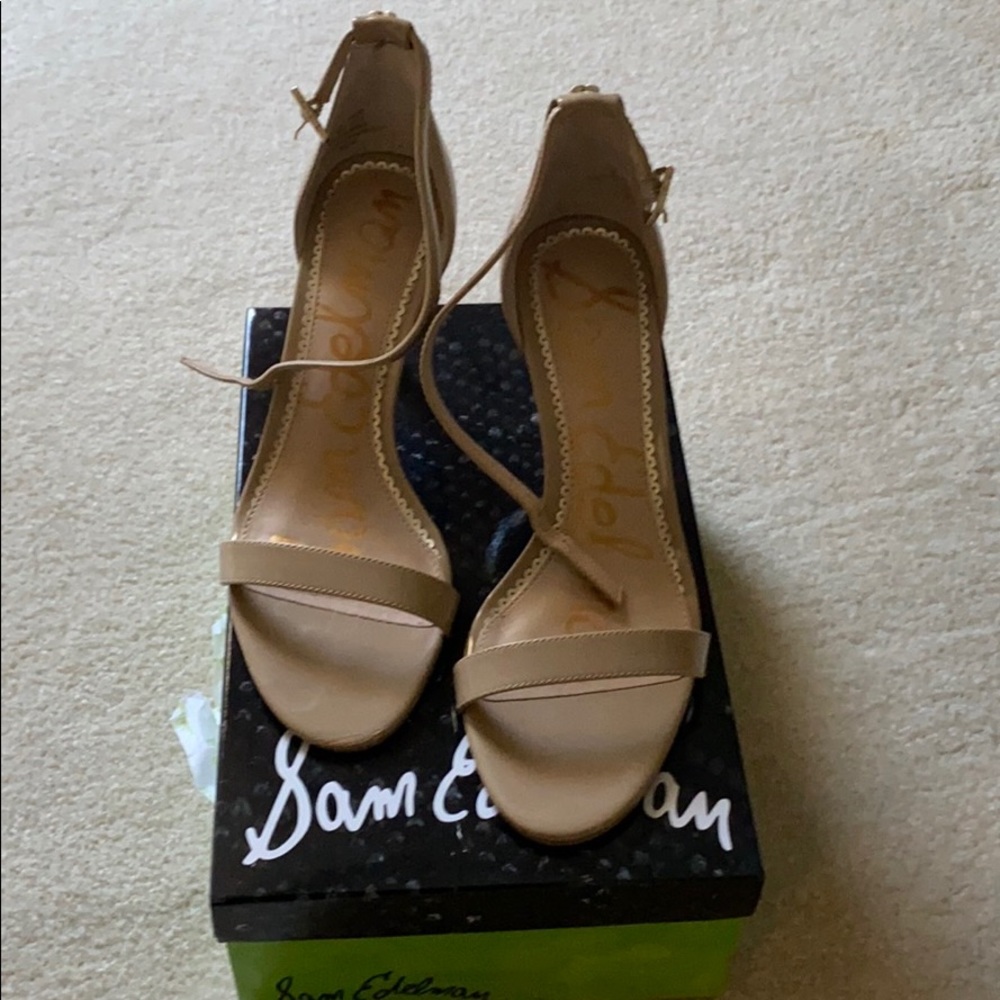 Sam Edelman nude ankle strap heels